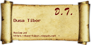 Dusa Tibor névjegykártya